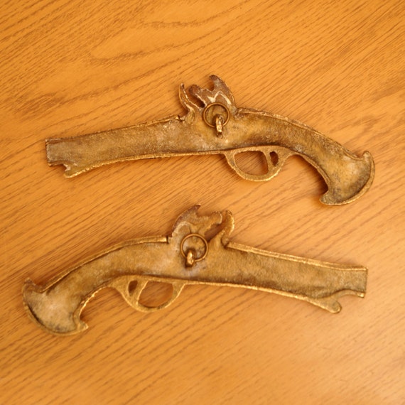 desk decor brass decorative gun Vintage brass pistol brass collectibles