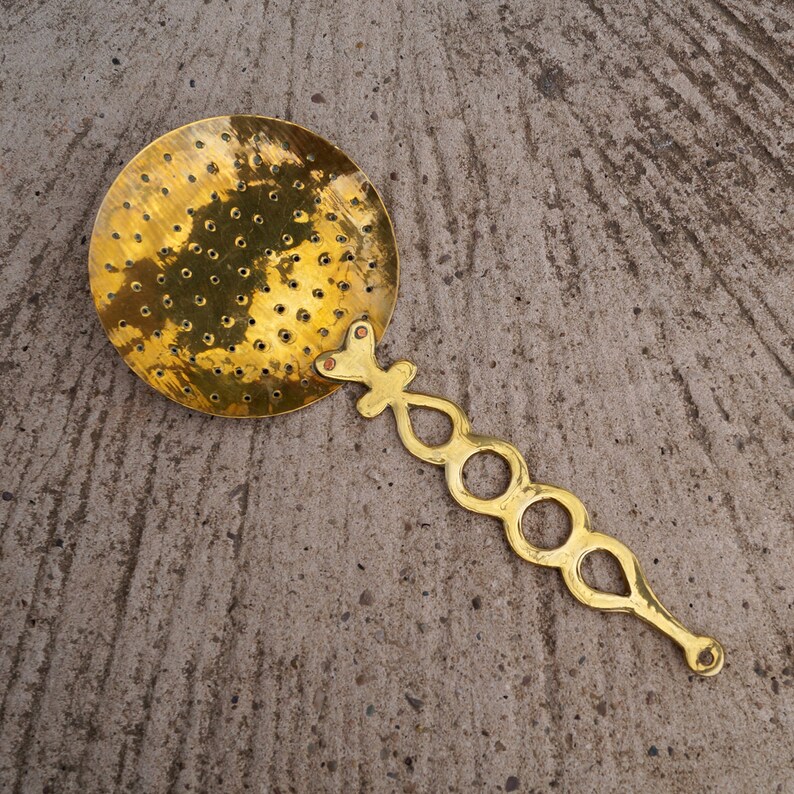 Large brass spoon with small holes vintage decorative Etsy
