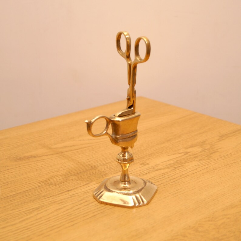 Vintage Solid Brass Candle Snuffer Scissors with stand / Etsy