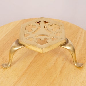 Kettle / tea pot / plant pot stand / trivet || hexagon shape || Vintage solid brass