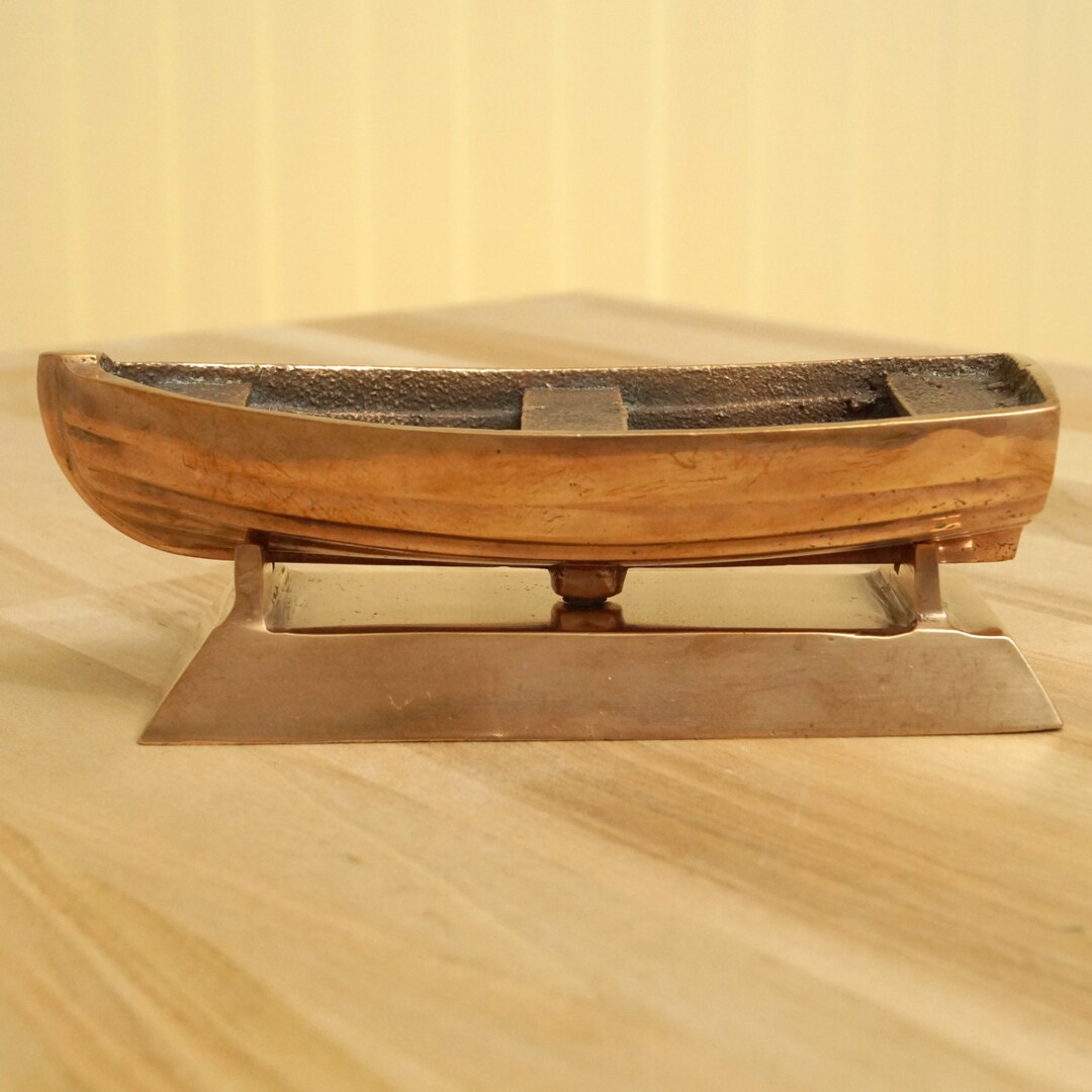 Bronze Fishing Boat / Cat Boat Vintage Bronze Boat on Bronze Stand Etsy