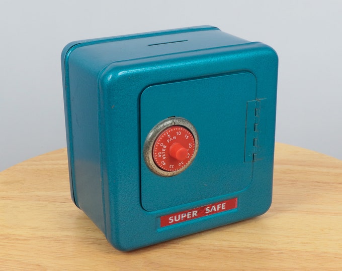 Super Safe Peter Pan Safe Vintage Solid Metal Alloy and Plastic Blue