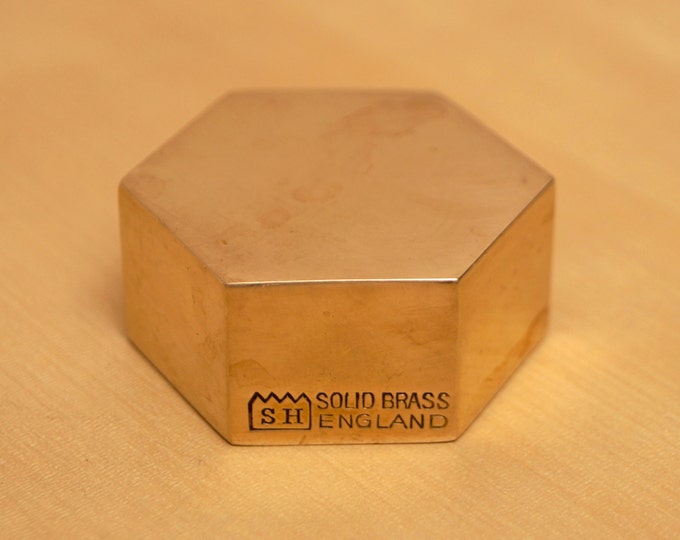 Vintage Brass Paperweight SH Solid Brass England Etsy UK