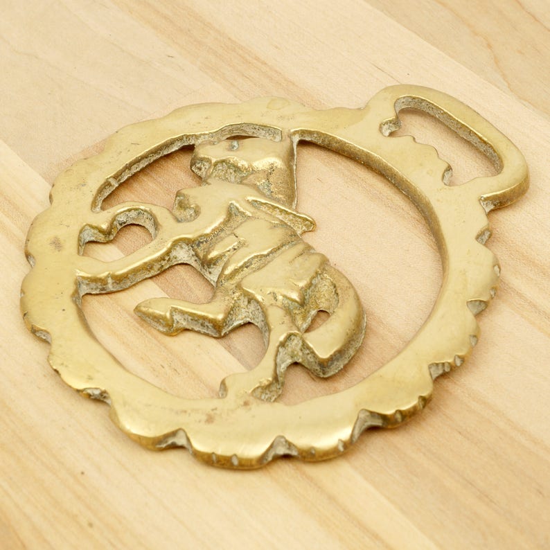 Horse Badge Horse design Vintage Solid Brass image 4
