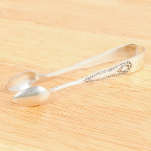 Sugar cube tongs || Vintage Silver plated on brass ||  Floral design
