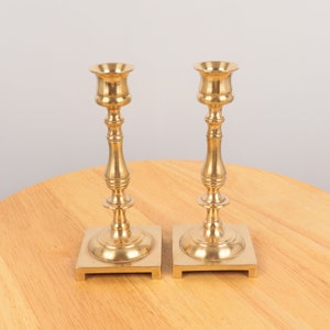 Set of 2 Vintage Candle Holders / Candlestick holders || Made in England || Square base