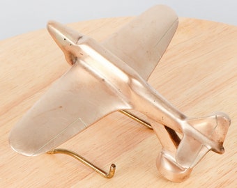 Bronze air plane model figurine / bonnet emblem / car accessory / hood ornament / bronze spitfire  || Screw able stand || Vintage bronze