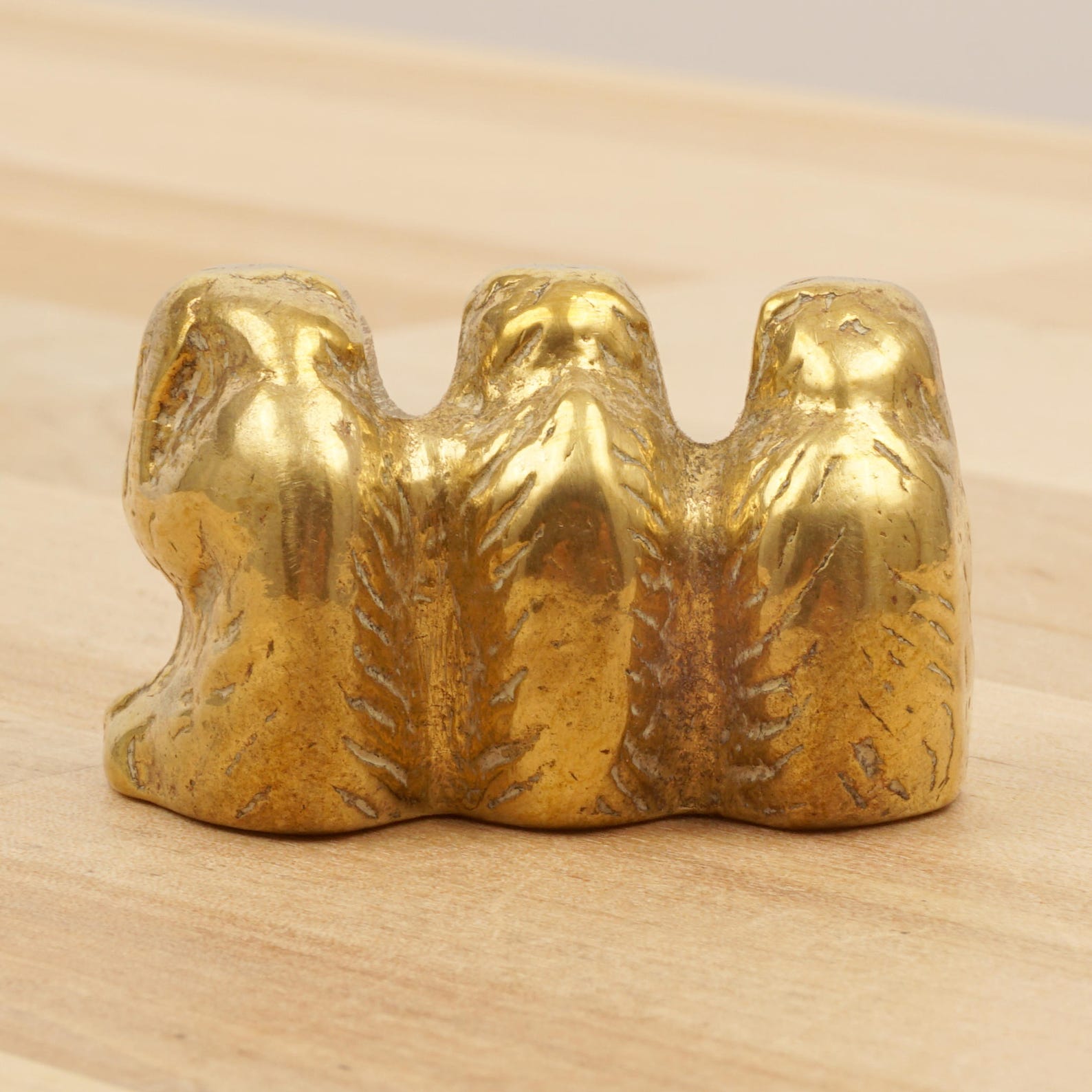 Three Wise Monkeys Miniature Sculpture Vintage Solid Brass | Etsy UK