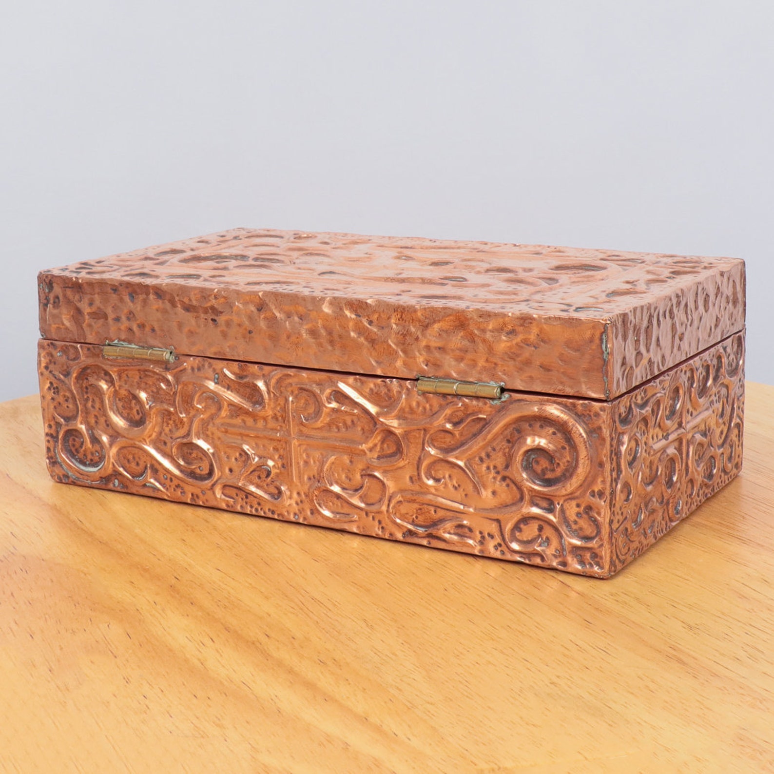 Copper Box with a Lid Abstract copper hand crafted design Etsy