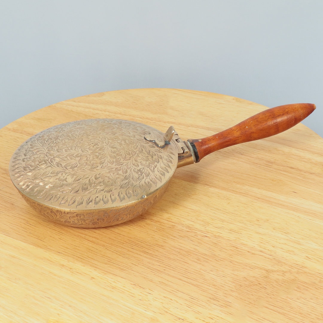 Bed Warmer Warming Pan Vintage solid brass and wooden Etsy