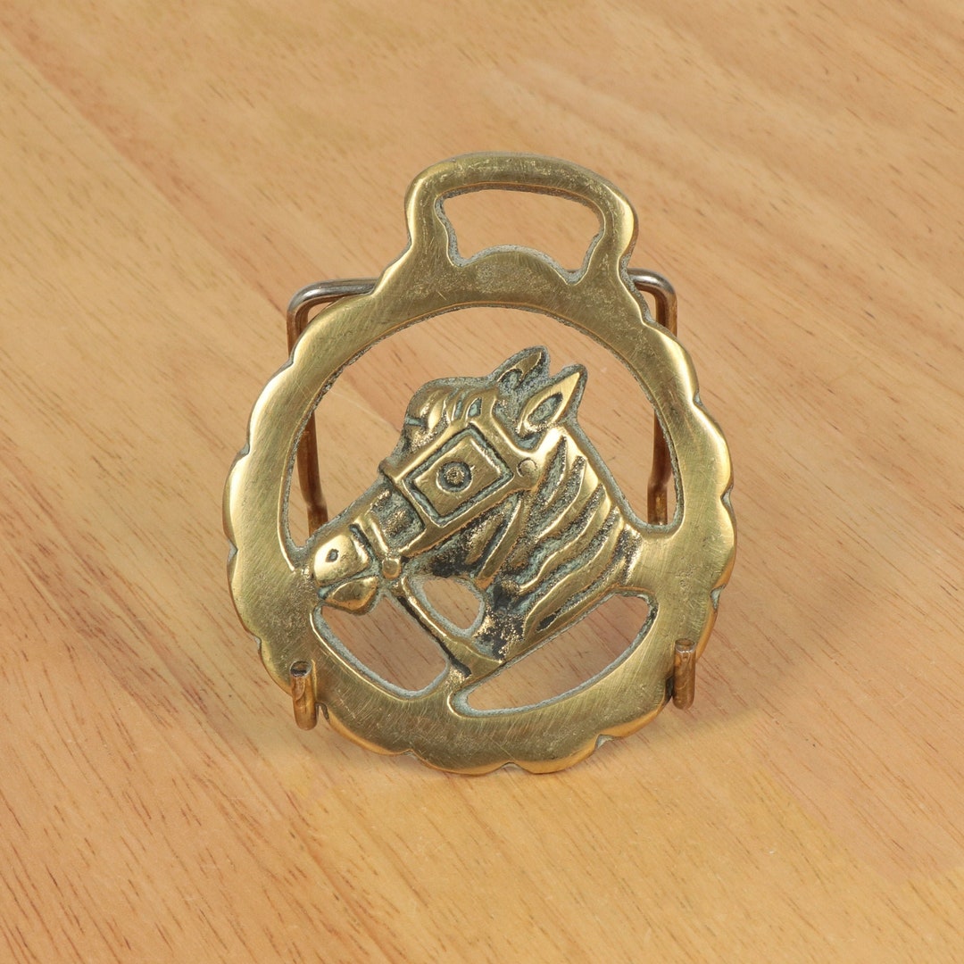 Solid Brass Horse Badge / Horse Brass / Tack Horse Head Design Vintage