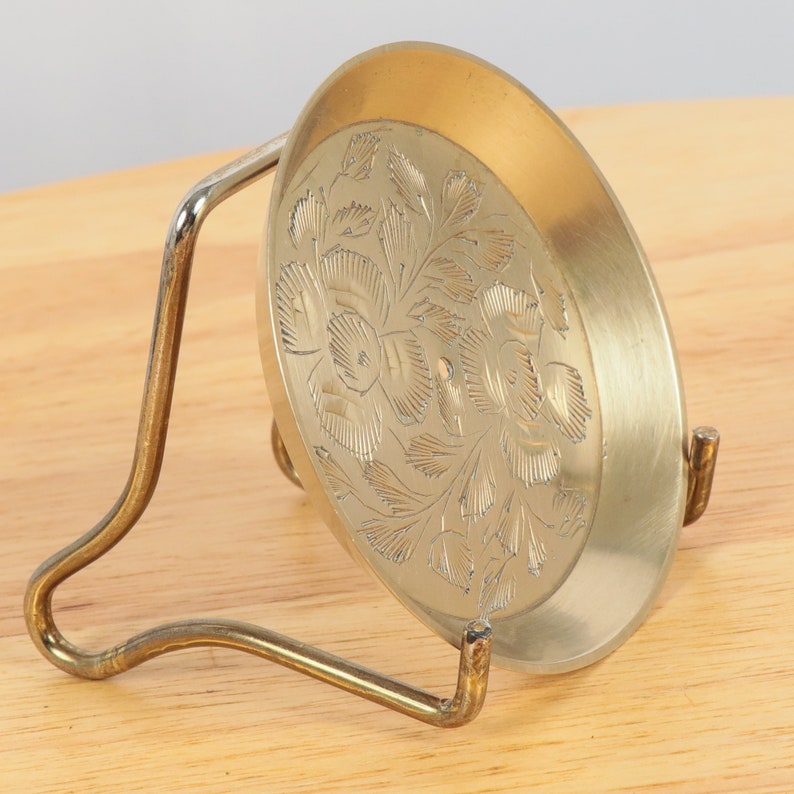 7.5 cm plate tray Marked |Vintage solid brass INDIA Made in India Handmade engraved floral design