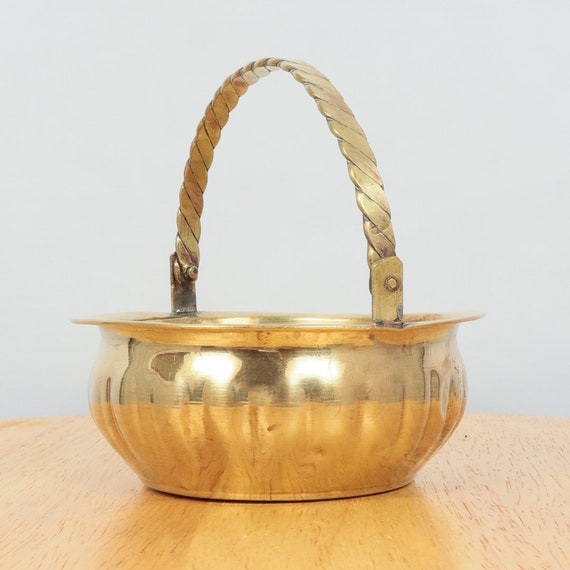 Basket / Bowl With Handle / Sugar Bowl / Small Bucket With Handle Vintage  Solid Brass 