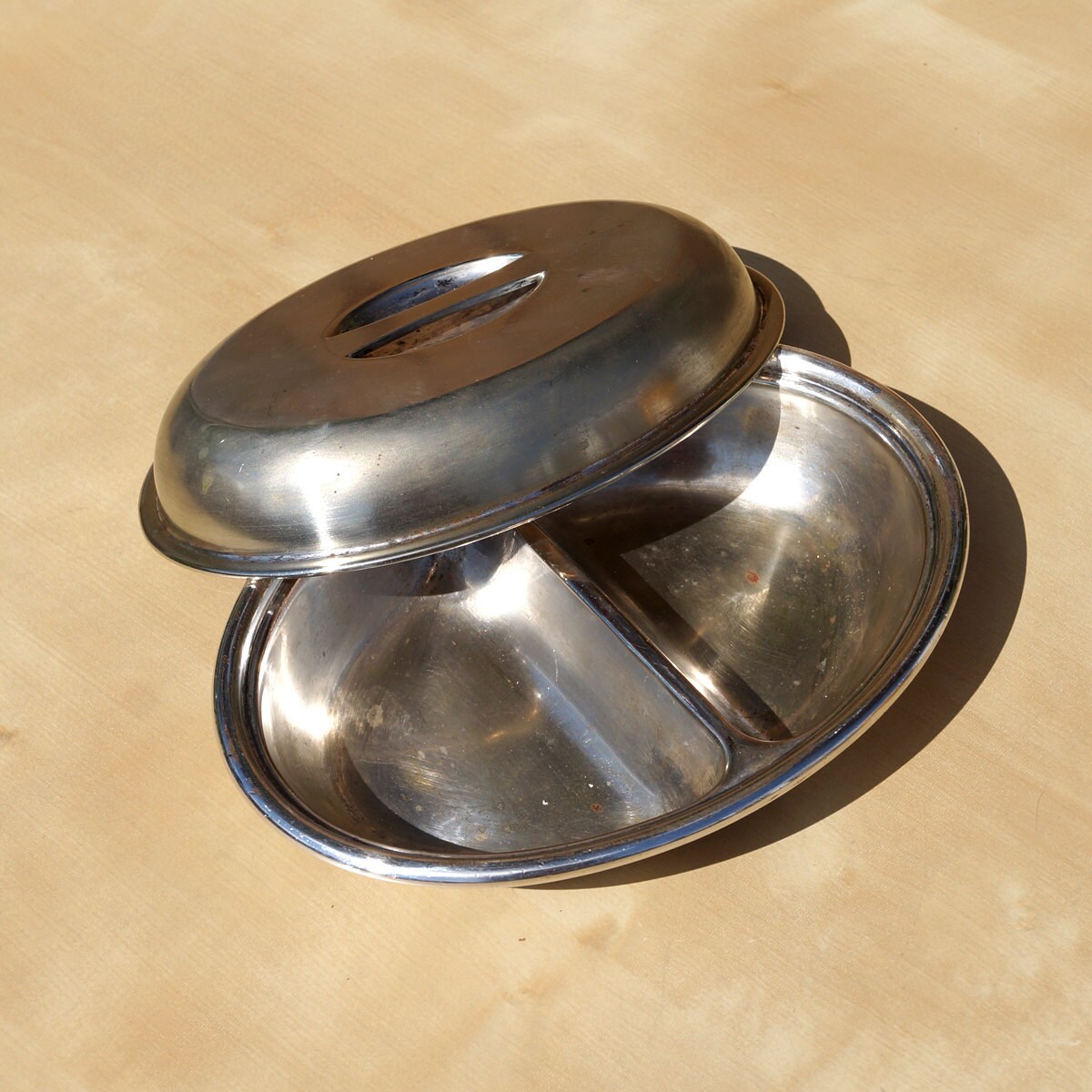 Two section stainless steel dinner / meal plate / bowl with Etsy