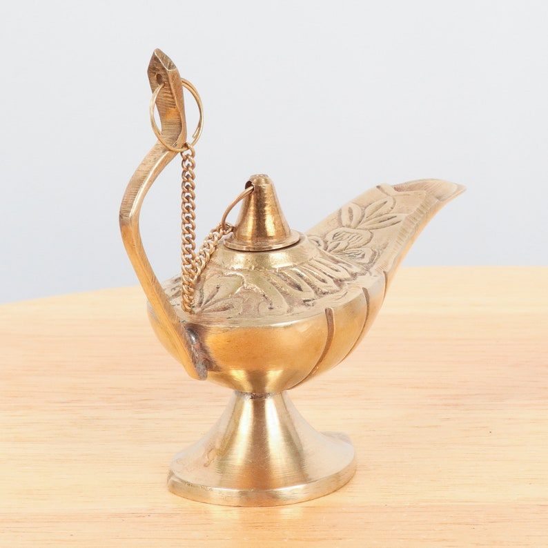 Aladdin Oil Lamp Engraved Floral Patterns Vintage Solid Etsy