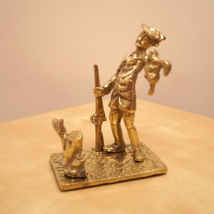 Brass Model Of A Hunter  - On Stand - Solid And Heavy / statue / figurine  || vintage solid brass || very heavy