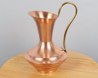 ヴィンテージ銅真鍮水差し、銅ピッチャー、ヨーロッパの古い