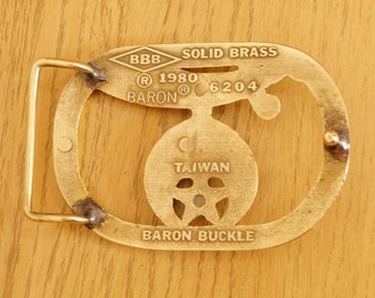 1980 Baron Belt Buckle || Solid Brass || Baron Buckle || Taiwan
