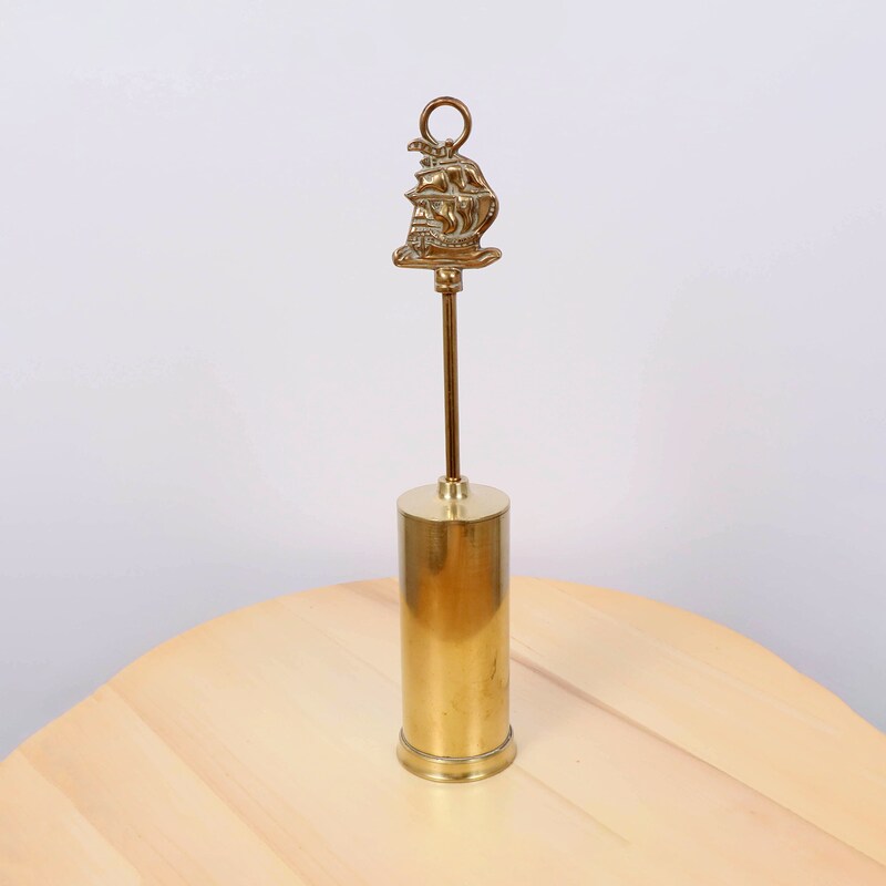 Vintage MCM Brass Fireplace Broom Brush 13" Long - View #7