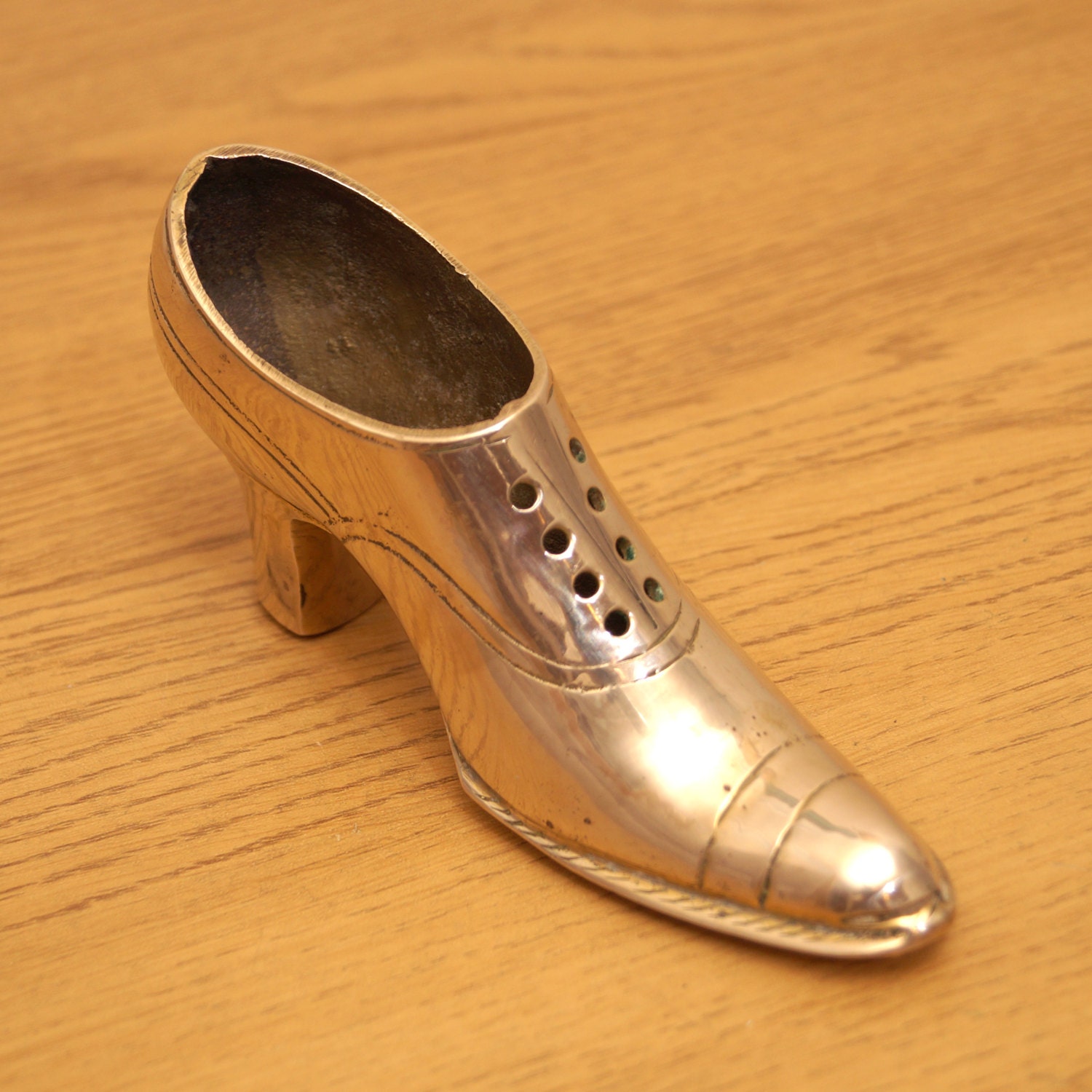 Solid brass Heel shoe sculpture Vintage small item in Etsy