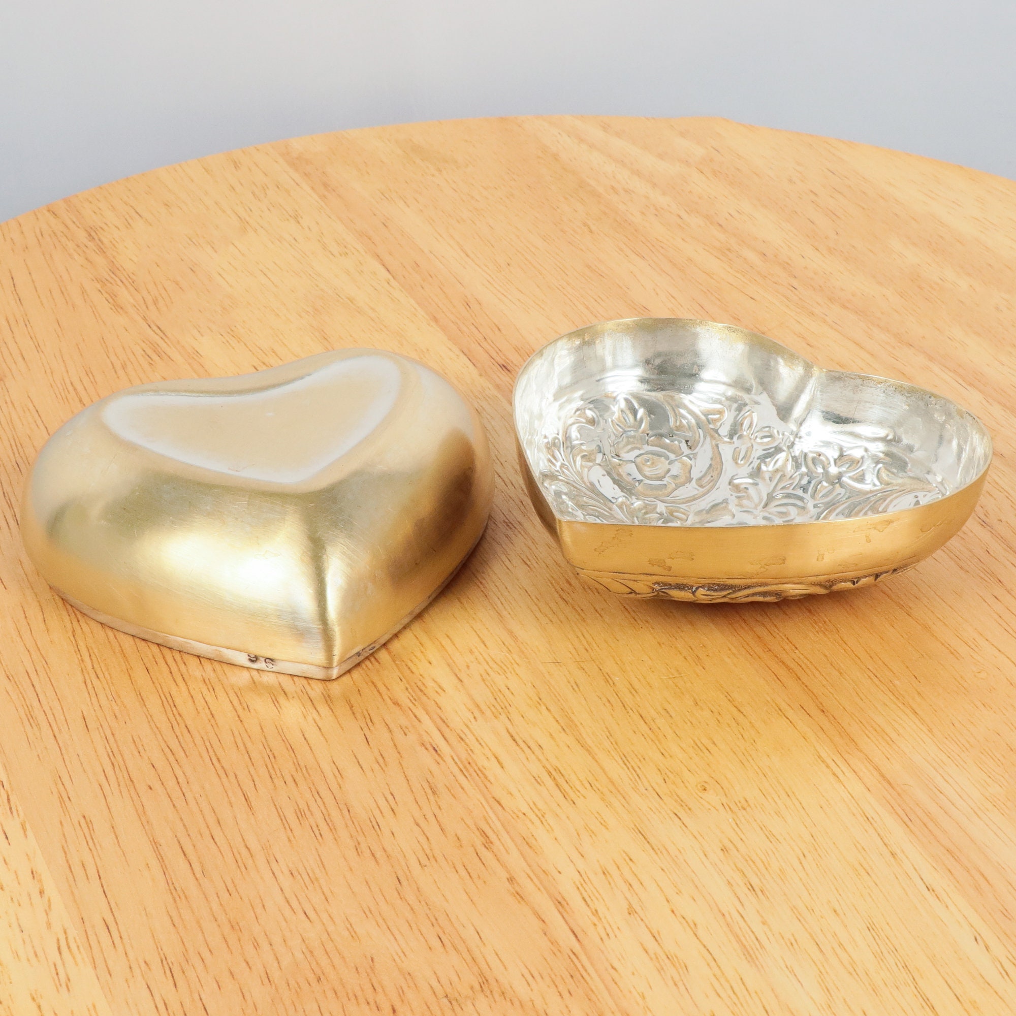 Herzförmige Dose / Schale mit Deckel Vintage massiv Messing | Etsy