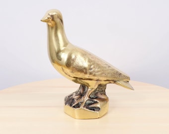 Scultura di piccione, fermacarte di metà secolo, elemento decorativo per la casa - Statuetta di uccello in ottone massiccio vintage - Statua di colomba in ottone pesante da collezione