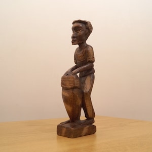 26 cm Drummer Statue / Figurine / Statuette || Vintage handmade carving / Folk Art / Wooden Home Decor