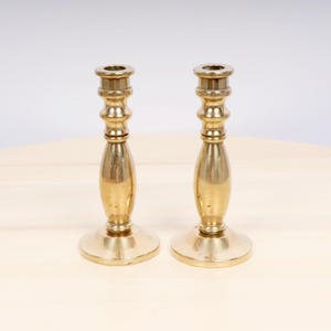 Pair of Vintage Brass Candle Holders – Small Classic Taper Holders – Polished Gold Tone Home Decor