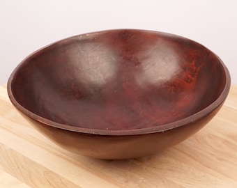30 cm Wood bowl || Vintage wood || Dark brown || Fruit bowl
