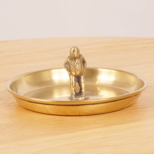 Ring holder / jewellery plate / tray || Miniature man figurine || Vintage solid brass