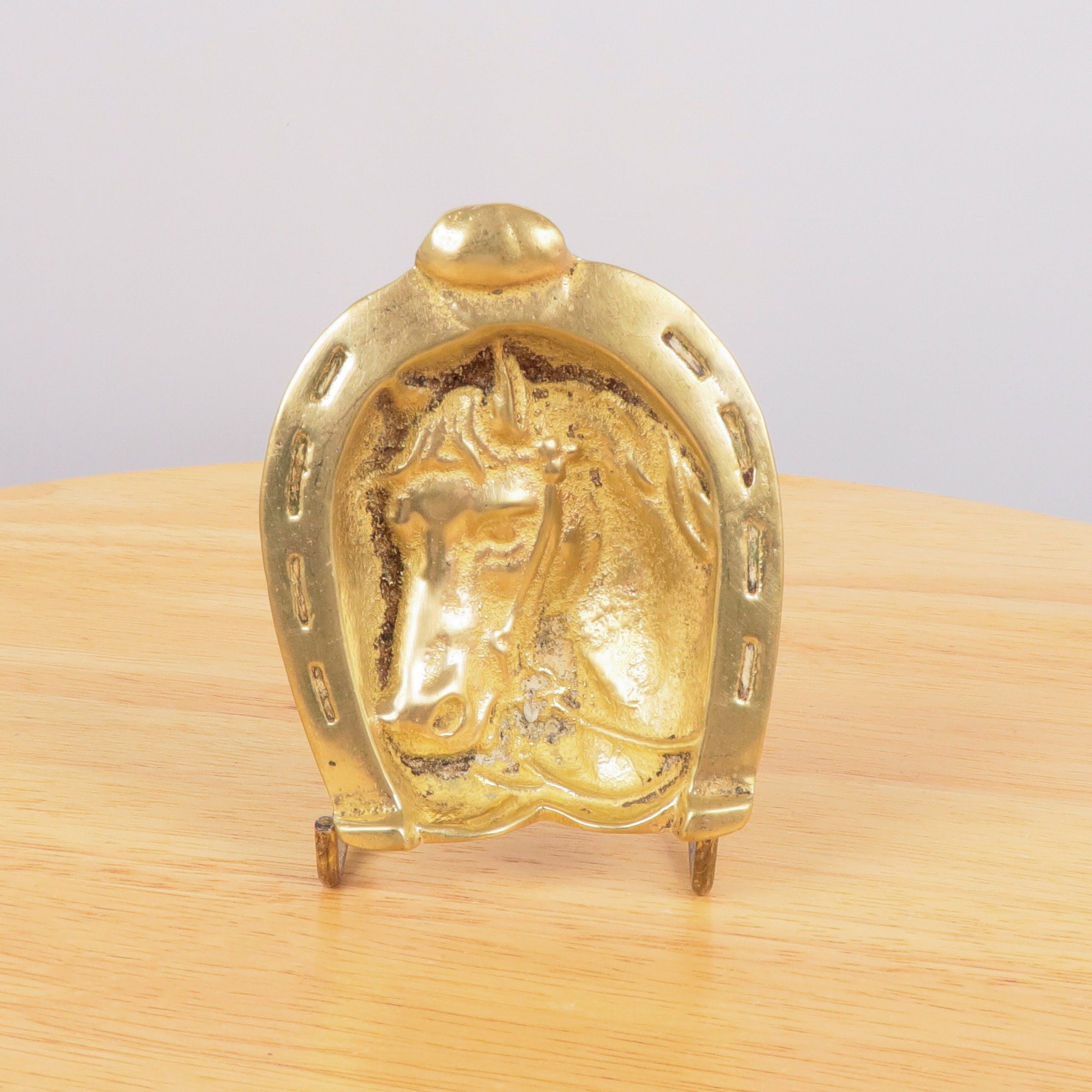 Tray / Ashtray Vintage solid brass Horse shoe head Etsy