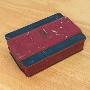 Tin box Player's Medium navy cut cigarettes || Vintage Rectangular container