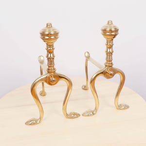 Fireplace set || vintage brass fire place andirons / fire dog