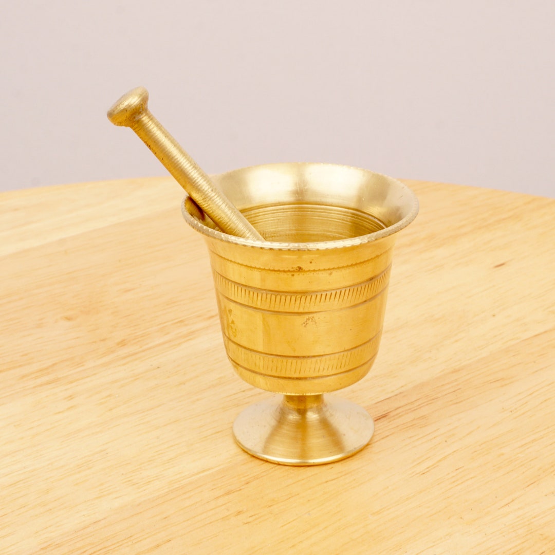 Small Mortar and Pestle Vintage Solid Brass Simple Design Etsy