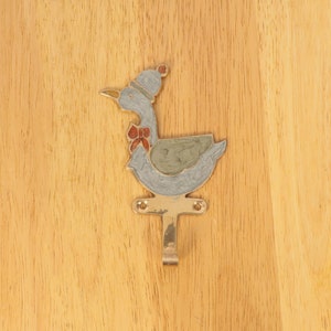 Rack / hook / holder / hanger || Duck design || Wall decor || Vintage solid brass || Enamel glaze / paint || Cloth rack / cloth hooks