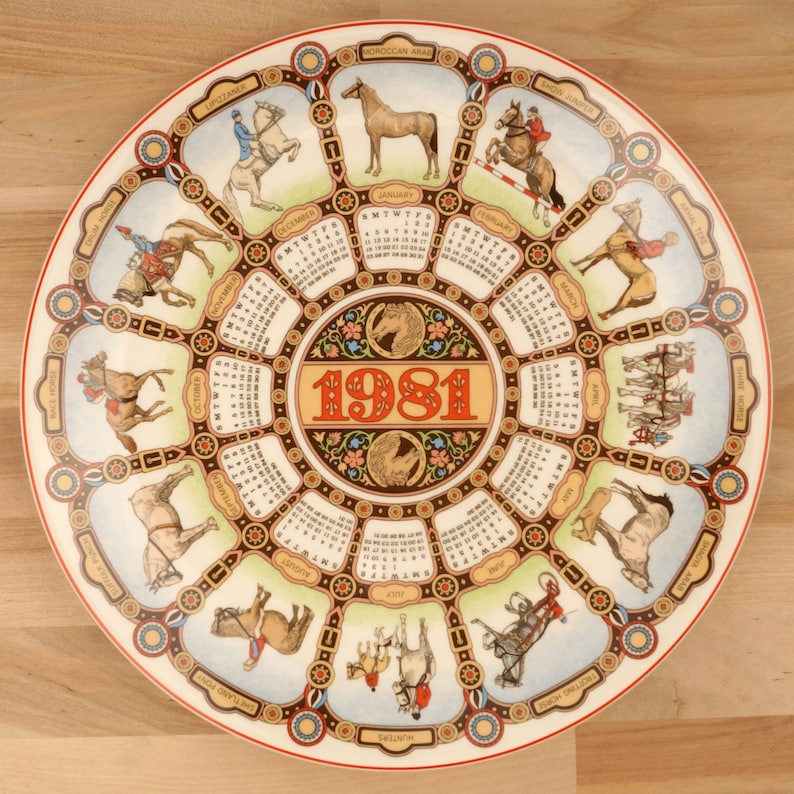 1981 Calendar Porcelain Decorative Plate Vintage Etsy
