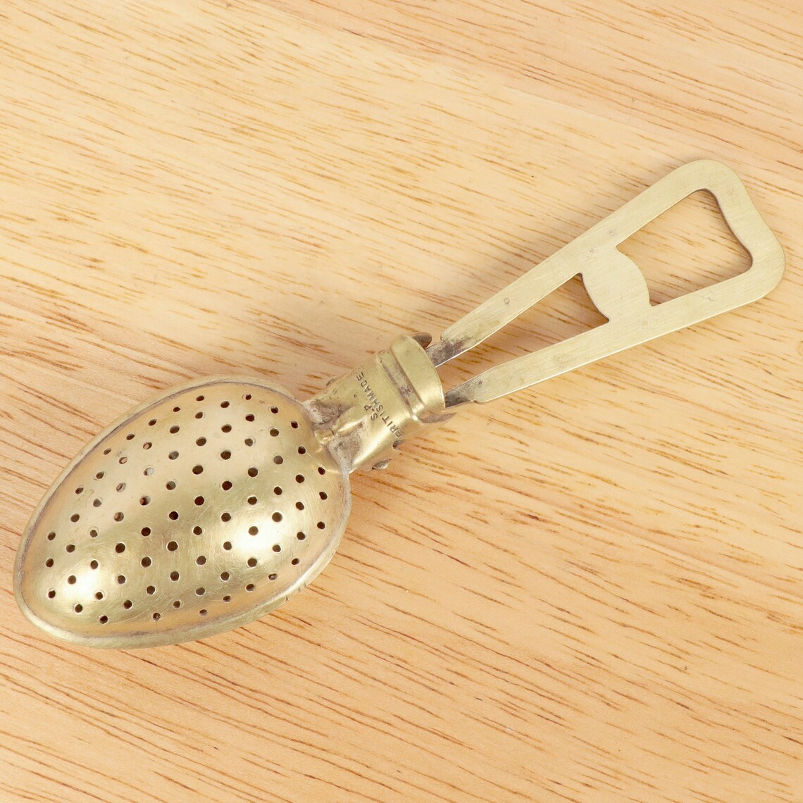 Spoon Tea Strainer / bag press Vintage solid brass Etsy
