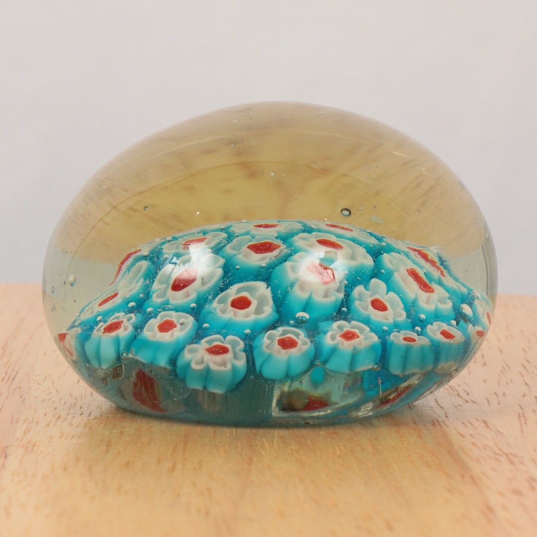 【美品】ムラーノガラス ペーパーウエイト 金彩 花柄 美品】ムラーノガラス ペーパーウエイト 金彩 花柄 Murano Glass