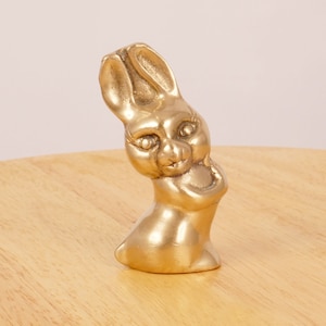 Rabbit / hare / bunny sculpture / figurine / statue || vintage solid brass || animal design