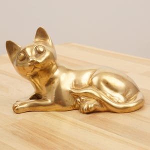 Chat / chaton figurine / sculpture || Vintage en laiton massif