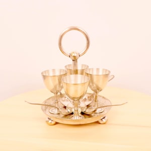 WH  S Vintage EPNS Silver Plated Egg Cup & Spoon Set for Four – Elegant Breakfast Serving