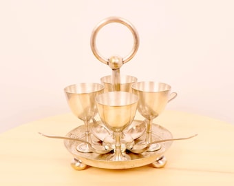WH  S Vintage EPNS Silver Plated Egg Cup & Spoon Set for Four – Elegant Breakfast Serving