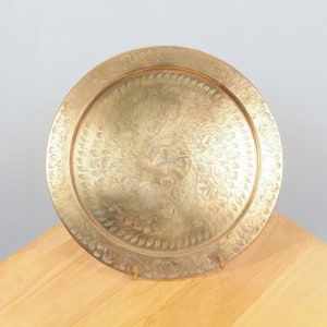 29 cm Plate / ring tray / ashtray / pin tray / ring dish || Vintage solid brass || Handmade Floral design