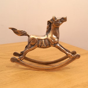 Vintage solid brass vintage horse sculpture ||  Swinging horse / Brass toy / Solid brass horse figurine