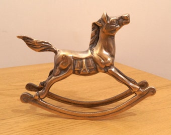 Vintage solid brass vintage horse sculpture ||  Swinging horse / Brass toy / Solid brass horse figurine
