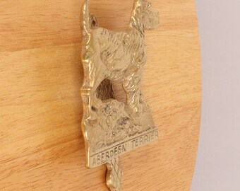 Quite small Quite heavy Door knocker Aberdeen terrier dog design Vintage solid brass Wall hanging Animal