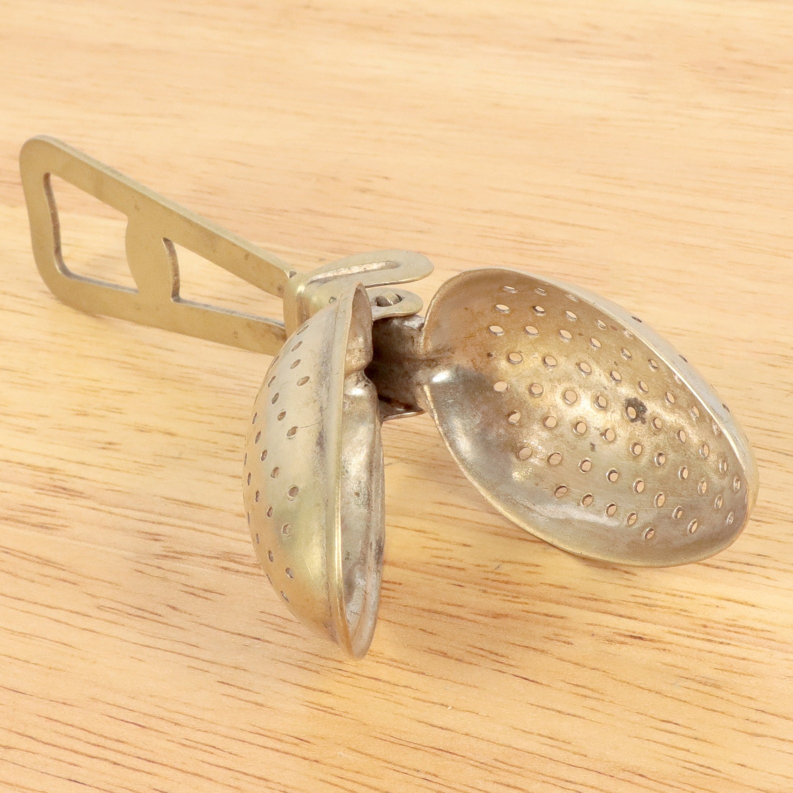 Spoon Tea Strainer / bag press Vintage solid brass Etsy