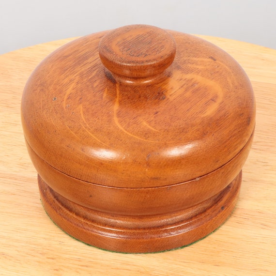 Wooden round shape box with lid / tinket  || Gree… - image 7