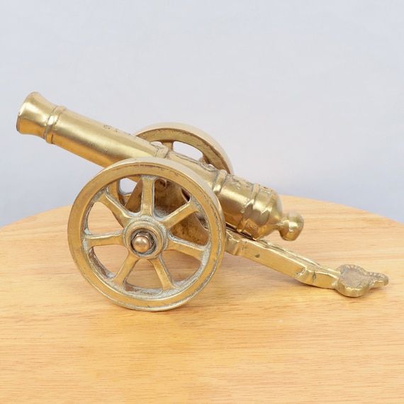 ビンテージ-銅製ミニチュア大砲 陸軍大砲 / 銃 || アンティークの真鍮