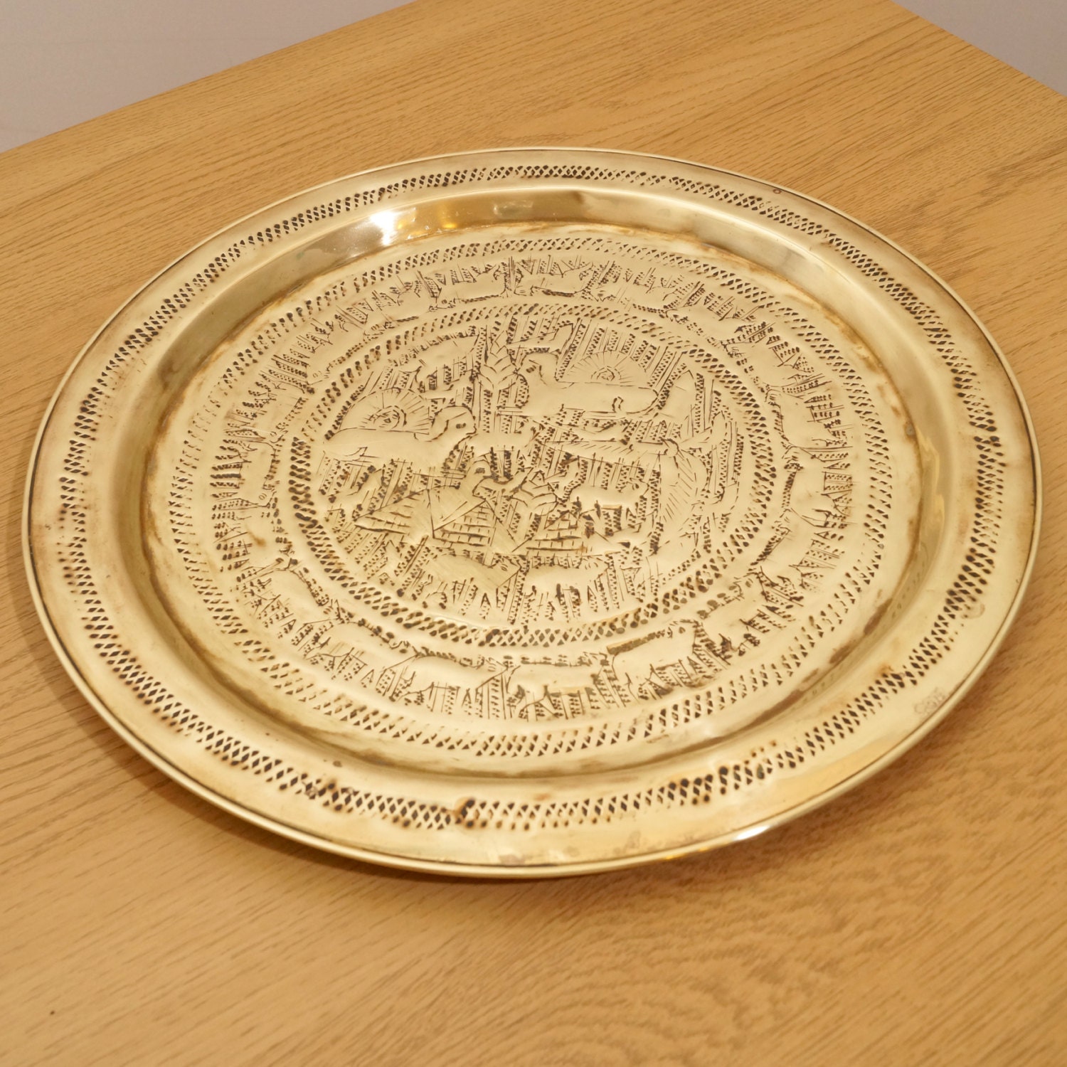 Solid Brass Serving Plate Ancient Egyptian design Etsy